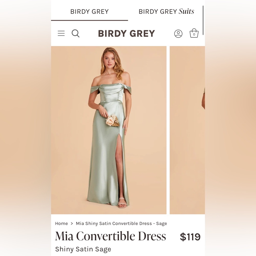 Birdy Grey sage green off the shoulder dress